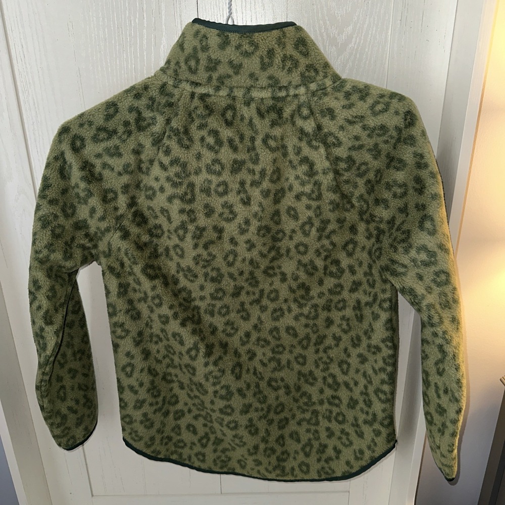 J. Crew Quilted Button-Neck Sherpa Tunic Sz XXS Loden Green Leopard 615 BA200 - Picture 3 of 4